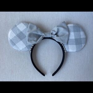 Gray check plaid Minnie ears